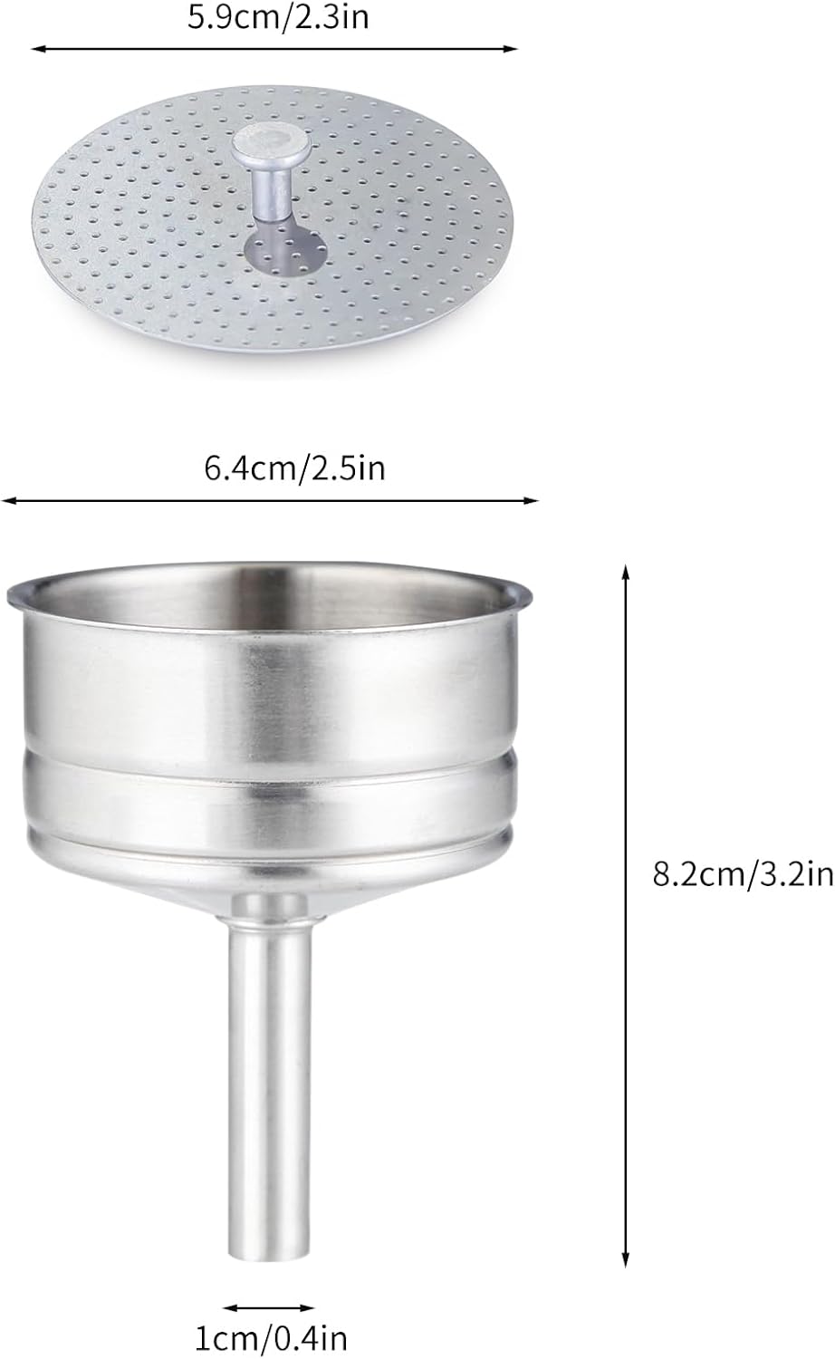 Easyworkz Stainless Steel Moka Pot Funnel & Reducer Set – Replacement Espresso Maker Parts, 6-Cup