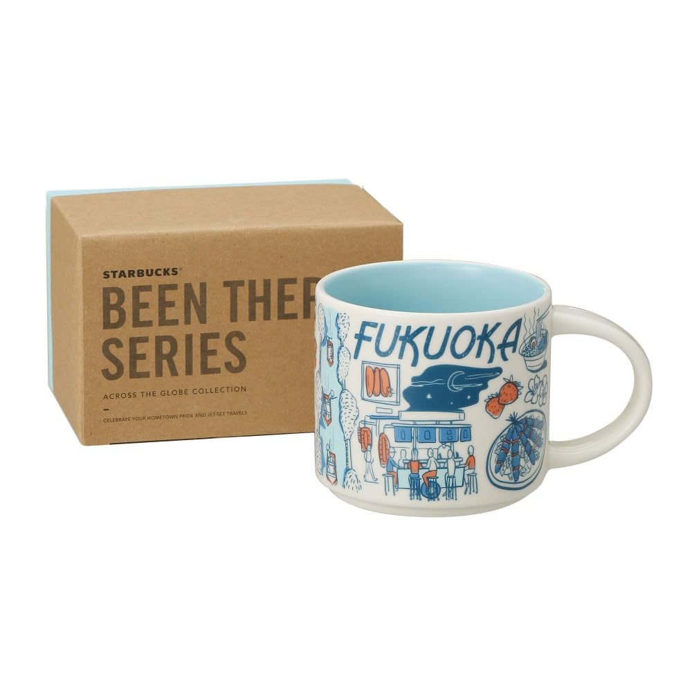 Starbucks 2021 Fukuoka “Been There Series” Mug 414ml (14oz) – Blue Japan Limited Edition Ceramic Coffee Cup