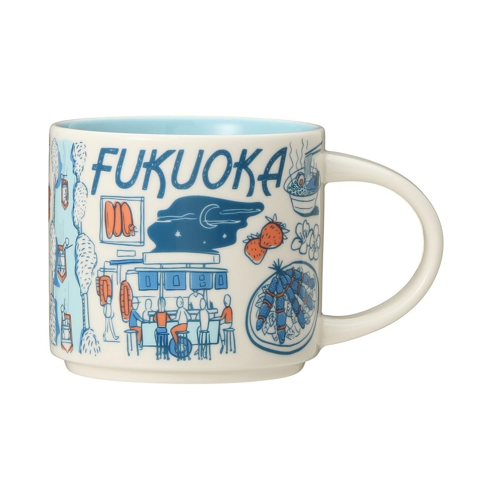 Starbucks 2021 Fukuoka “Been There Series” Mug 414ml (14oz) – Blue Japan Limited Edition Ceramic Coffee Cup