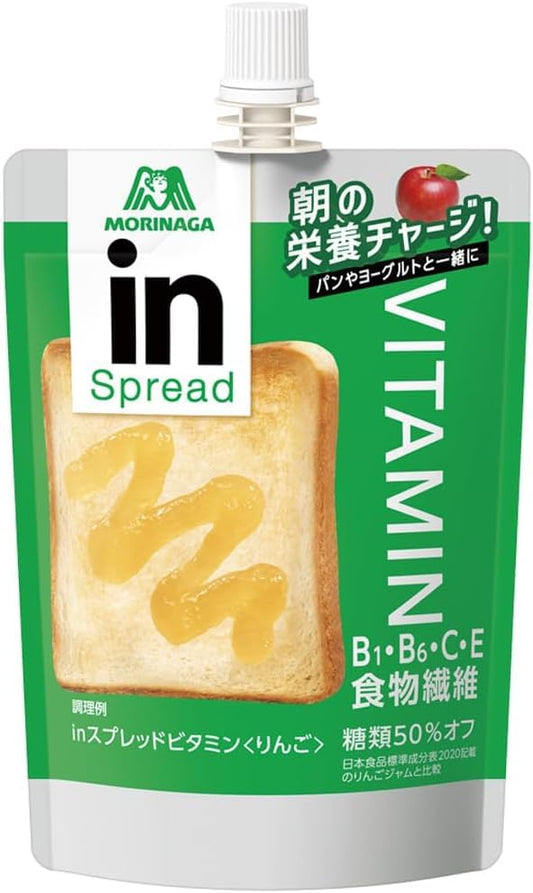 Morinaga InSpread Jam Pouch Apple Flavour (160g) 50% Less Sugar (Pack of 3) (Made in Japan)