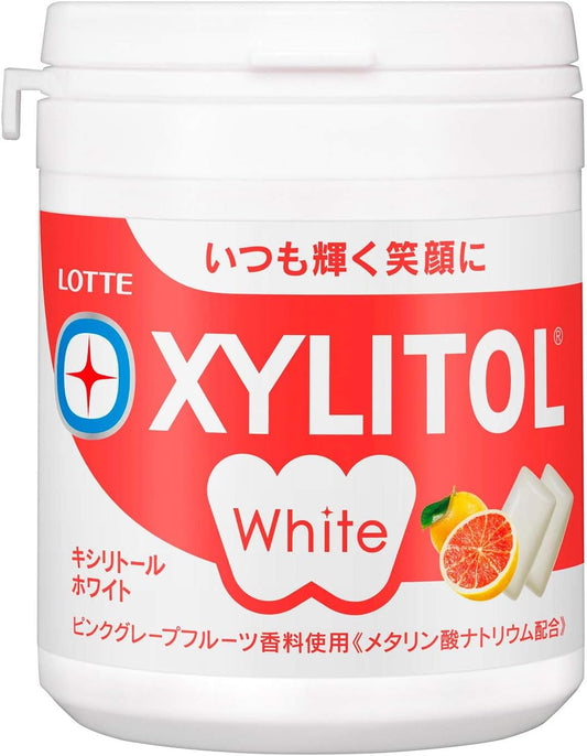 Lotte Xylitol White Gum (Pink Grapefruit) Family Bottle 143g | Made in Japan