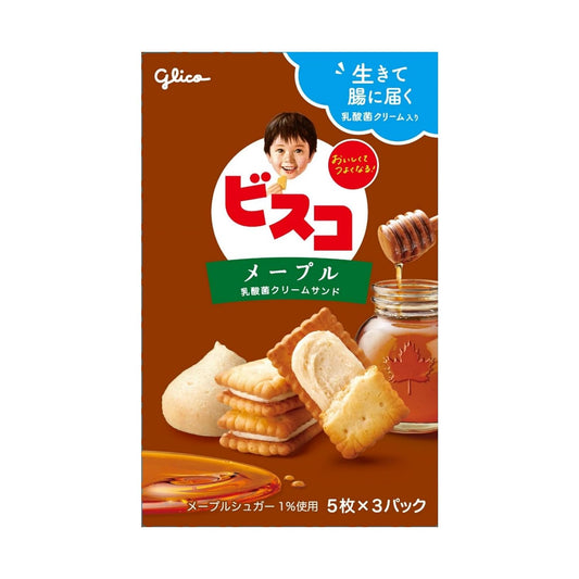Ezaki Glico Bisco Maple Biscuits 15 Pieces Inside | Pack of 2 | Made in Japan