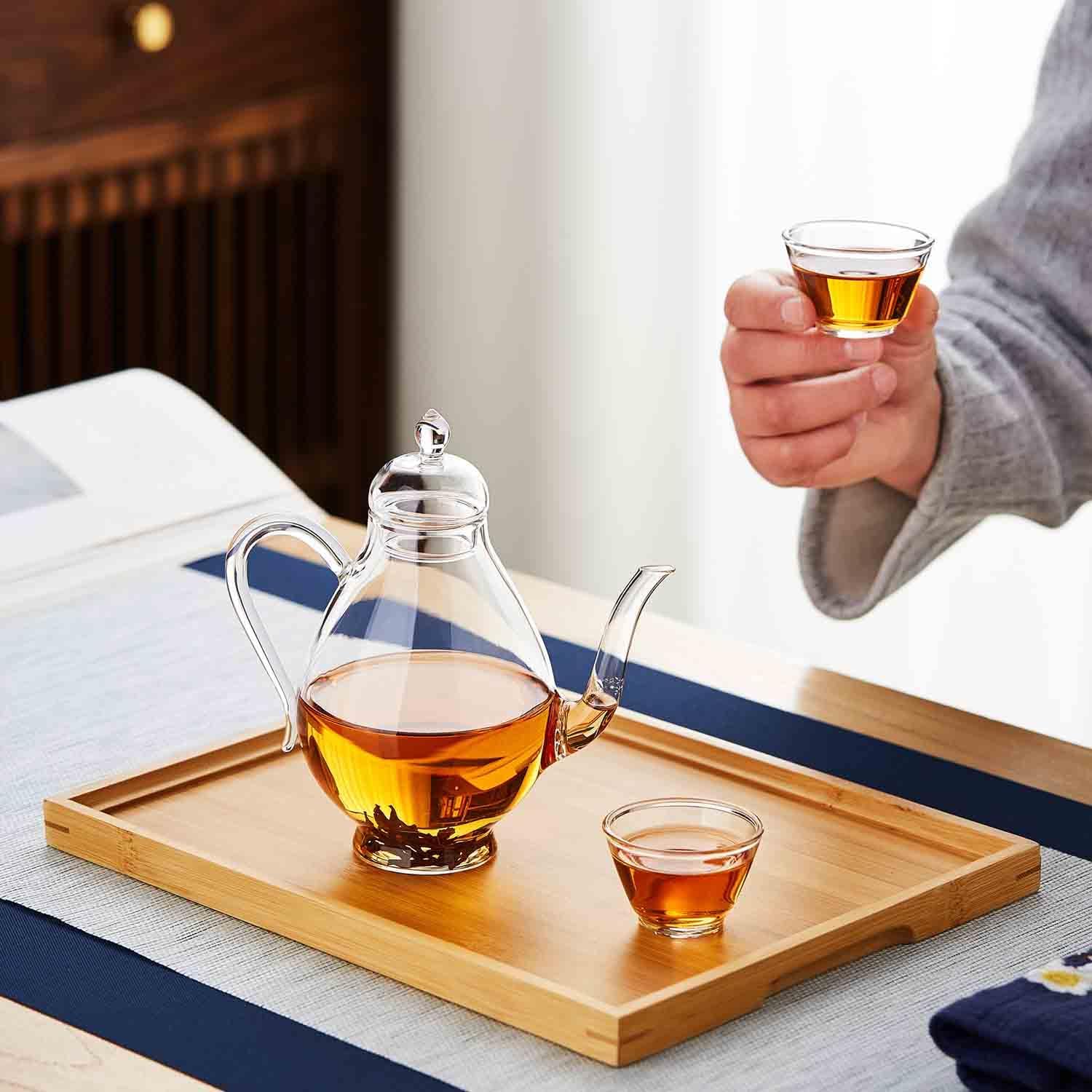 Heat-Resistant Glass Small Teapot – 430ml Transparent Single Serve Jar
