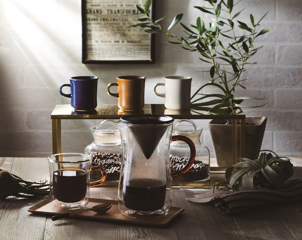 Pocarati Double Wall Glass Mug – 270ml Heat-Resistant Coffee & Tea Cup with Amber Handle