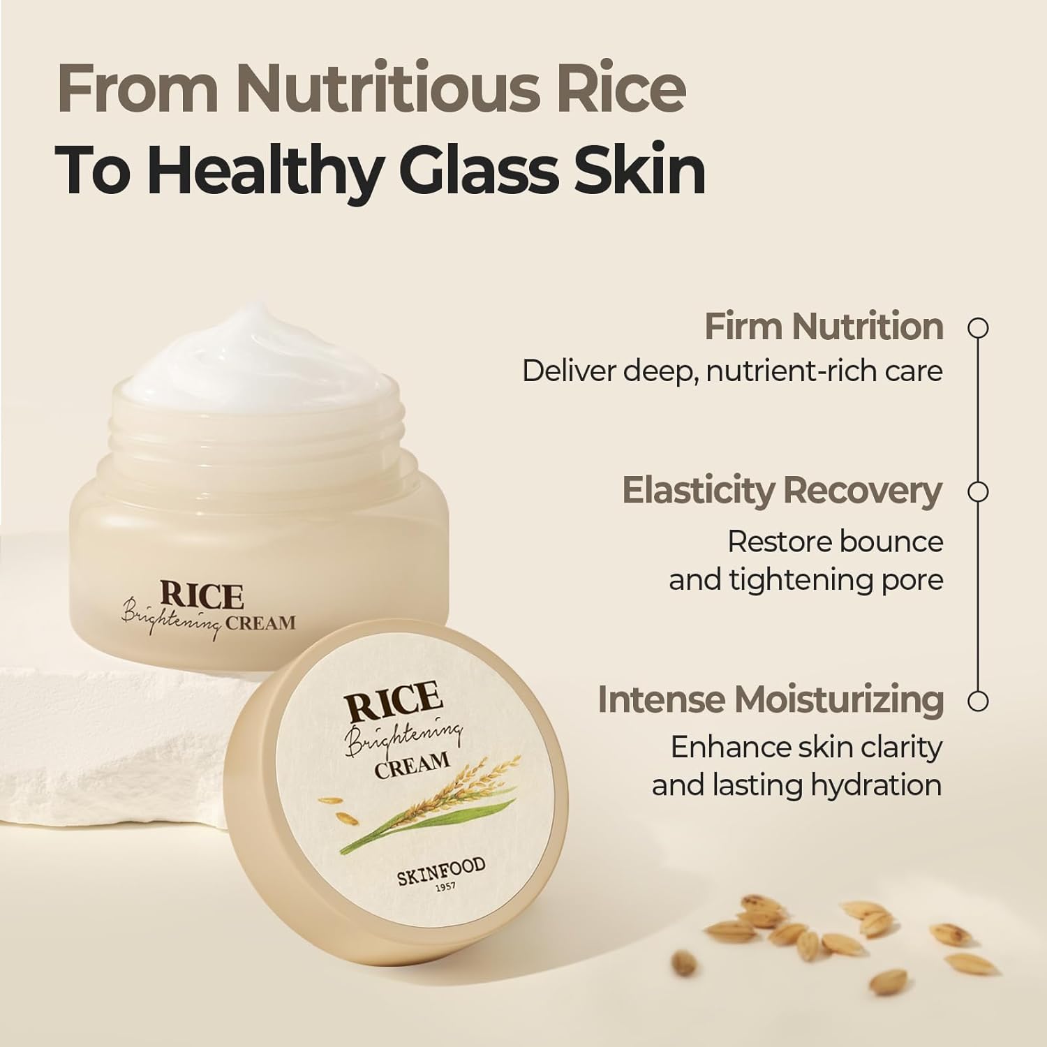 SKINFOOD Rice Brightening Cream – Hydrating & Radiance-Boosting Korean Skincare Cream