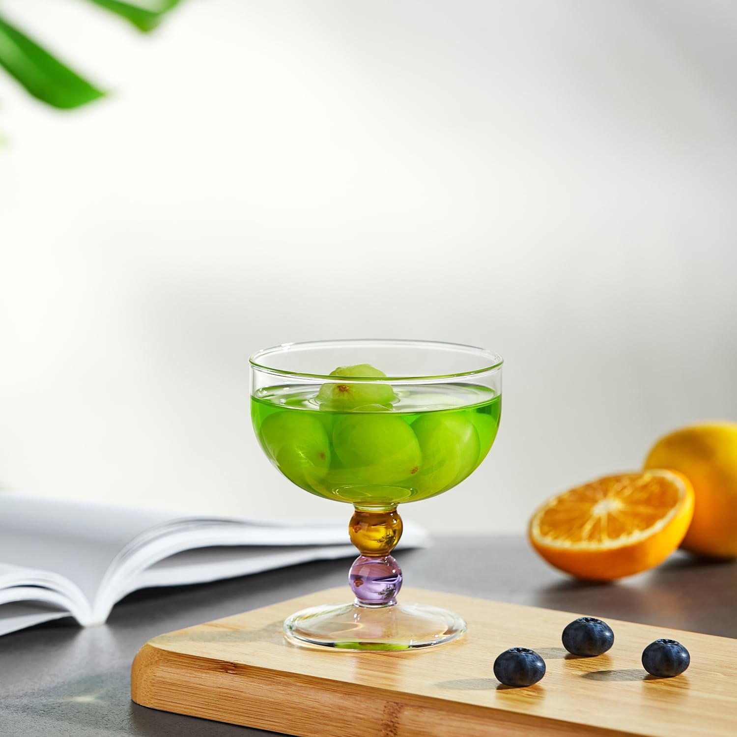 Pocaroty Parfait Glass – 220ml Dessert Cup with Amber Purple Handle