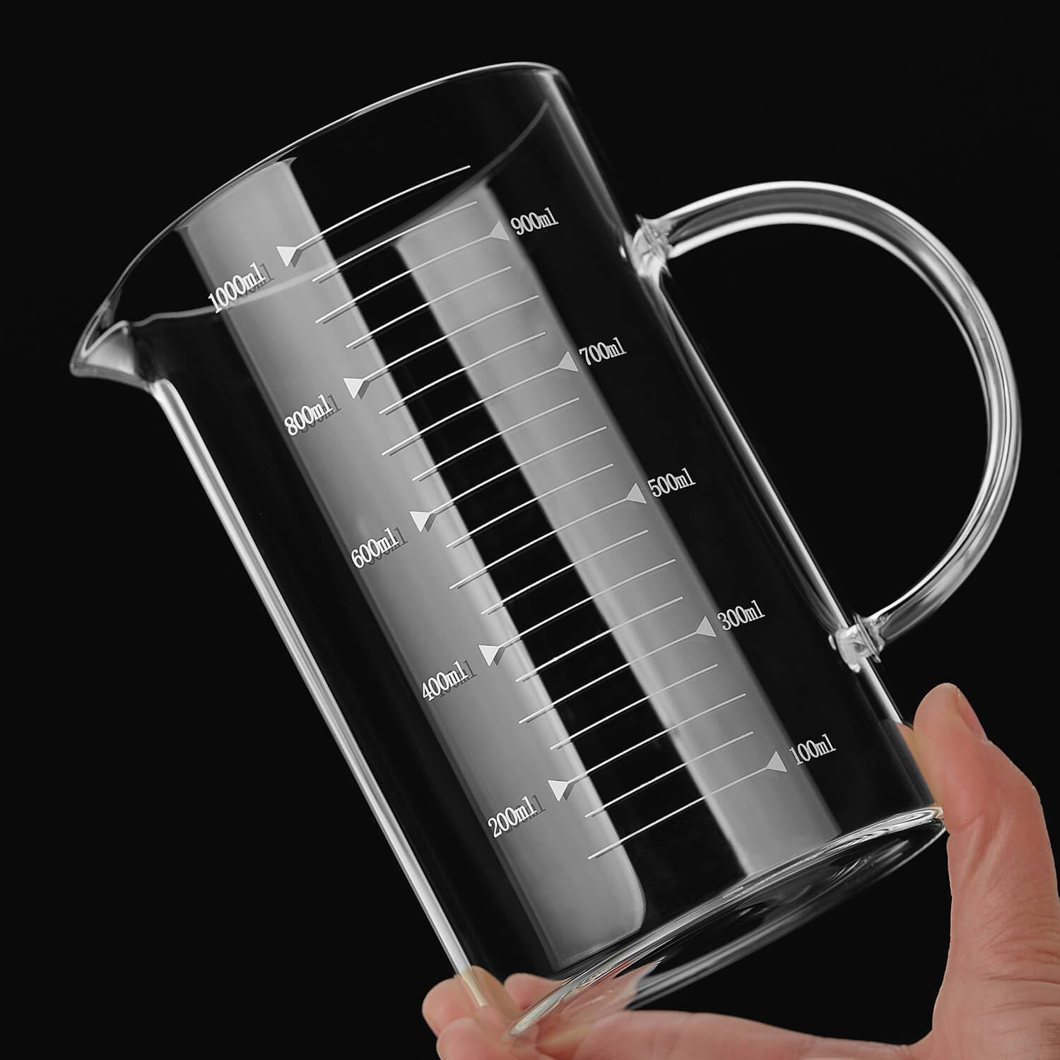 Pocaroty Heat-Resistant Glass Measuring Cup – 1000ml Multi-Purpose Kitchen Jug with Scale