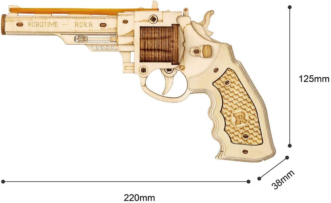 ROKR Rubber Band Gun 3D Wooden Puzzle | DIY Assembly Kit Educational Toy Gift