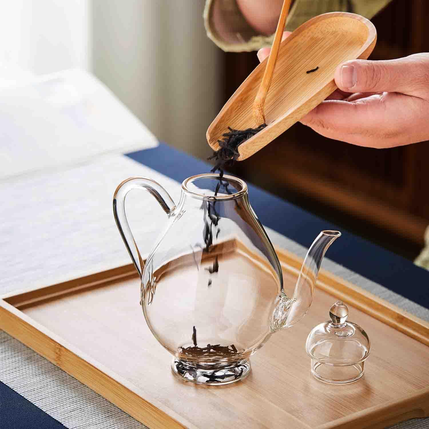 Heat-Resistant Glass Small Teapot – 430ml Transparent Single Serve Jar