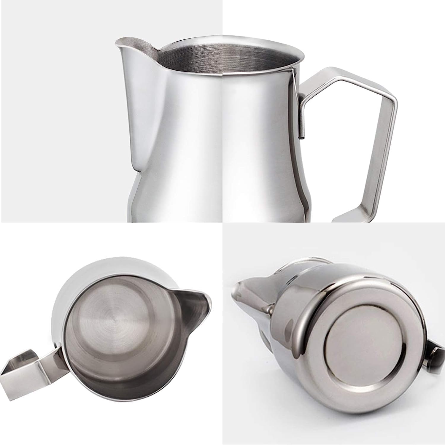 Easyworkz Stainless Steel Milk Pitcher – Latte Art Coffee Frothing Jug, Silver, 450ml