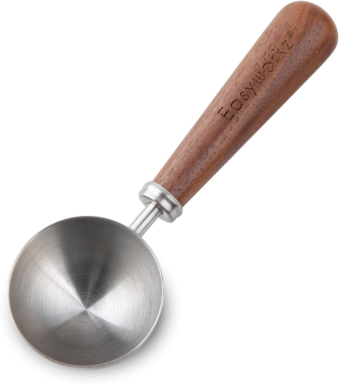 Easyworkz Retro Coffee Measuring Spoon – 10g Stainless Steel Scoop with Black Walnut Handle, Silver