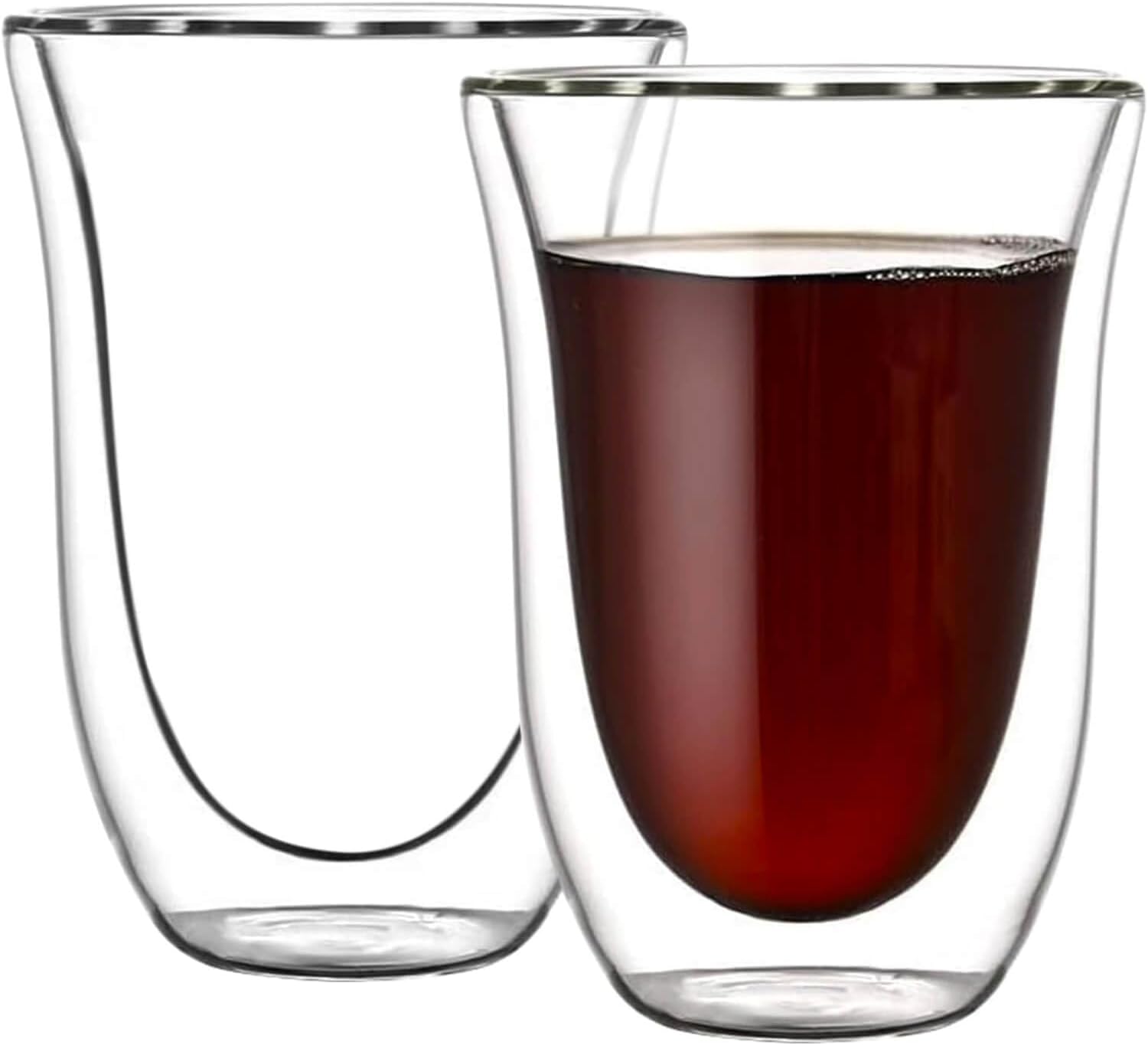 Pokaloti Double Wall Glass Cups – 330ml Set of 2 Heat-Resistant Insulated Tumblers