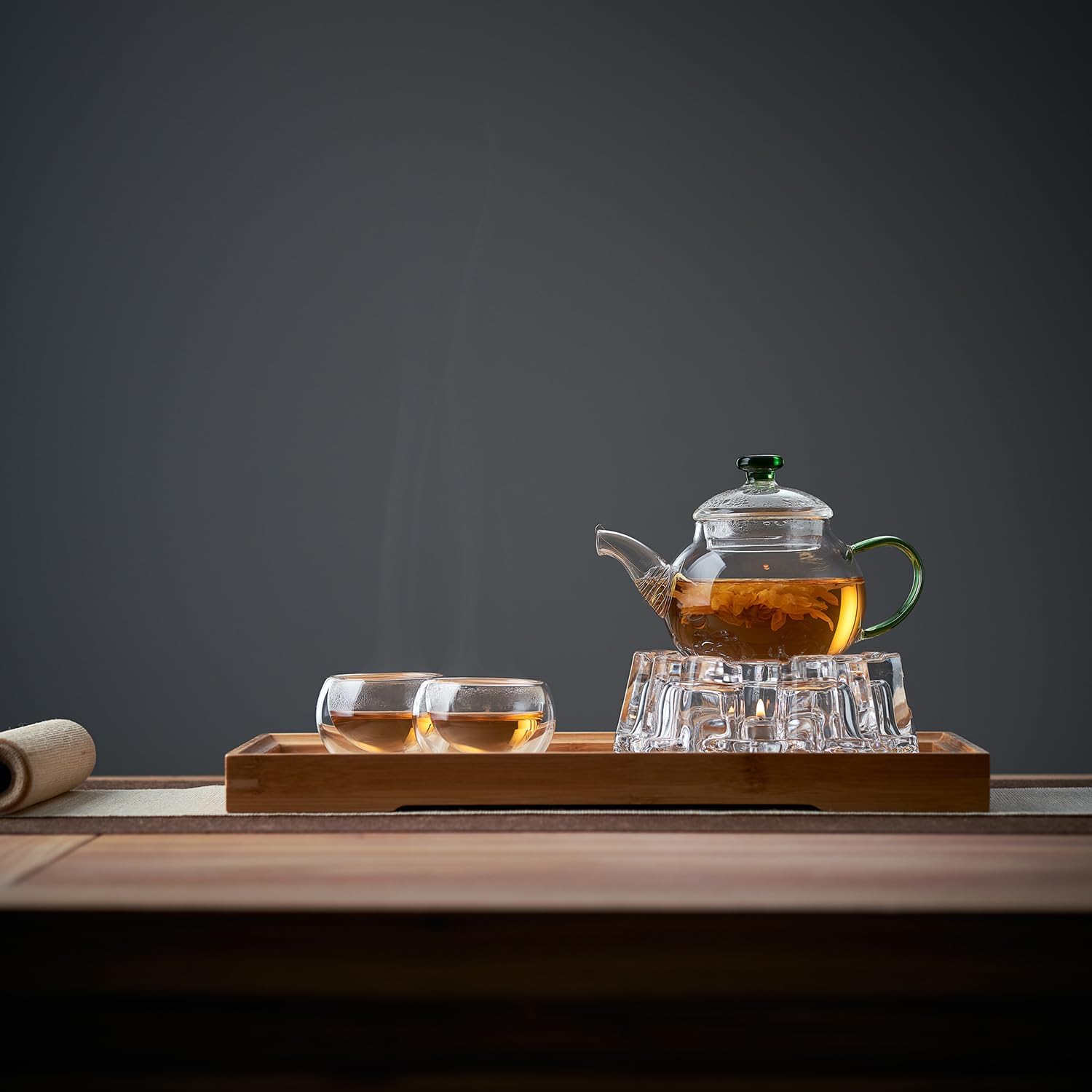 Mini Heat-Resistant Glass Teapot – 325ml Handmade Style Single Serve