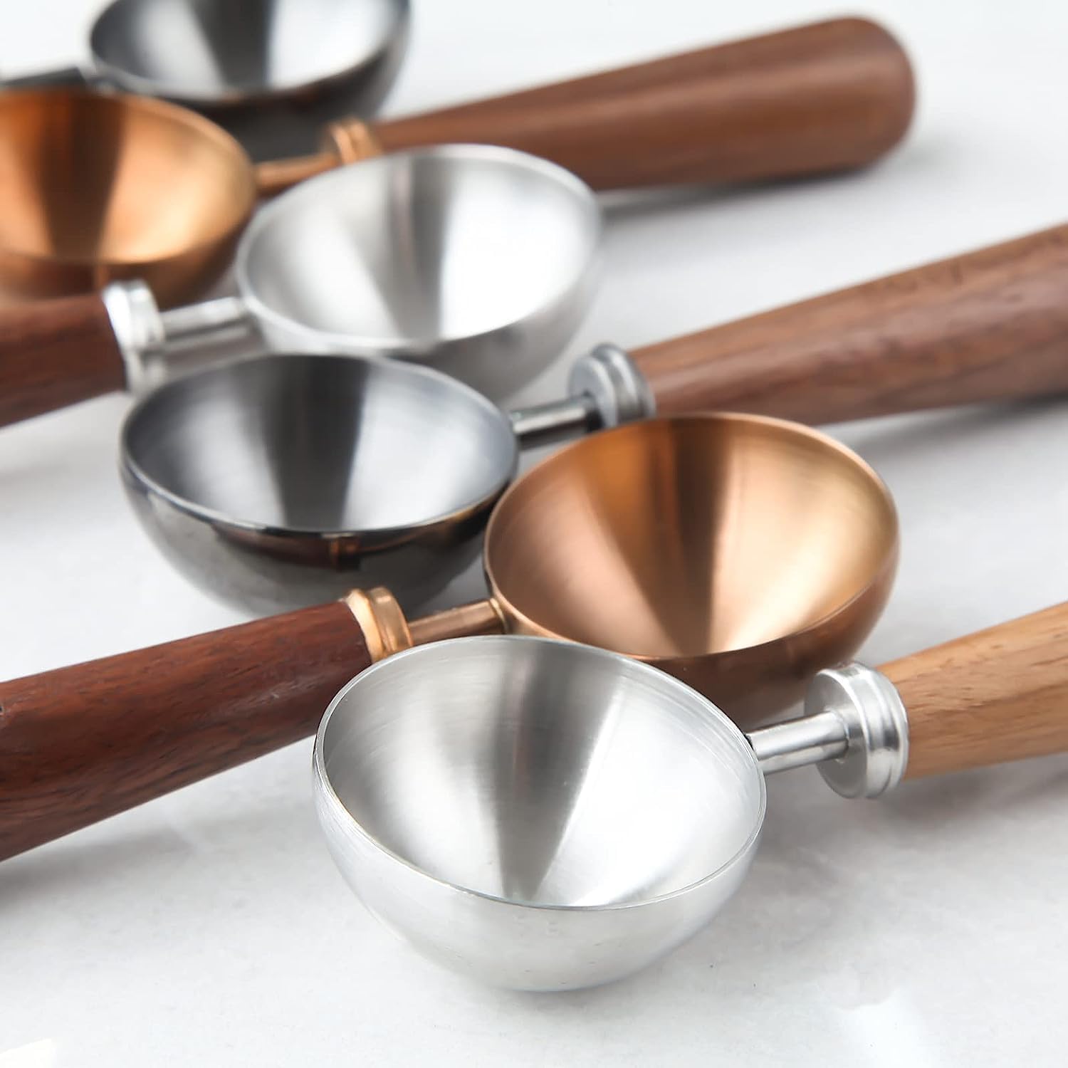 Easyworkz Retro Coffee Measuring Scoop – 10g Stainless Steel Spoon with Black Walnut Wood Handle, Gunmetal