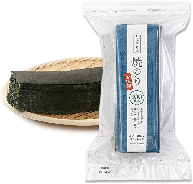 Koasa Shoji Rose, 3 Slices of Nori, For Rice Balls, 100 Pieces, Value Product, Domestic Processing
