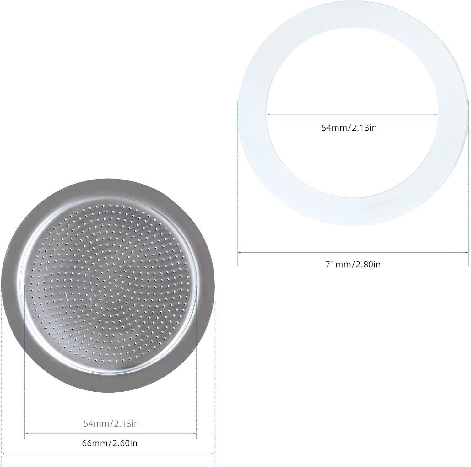 Easyworkz Replacement Gasket Set for 6-Cup Moka Pot – 2 Sealing Rings & Stainless Steel Filter