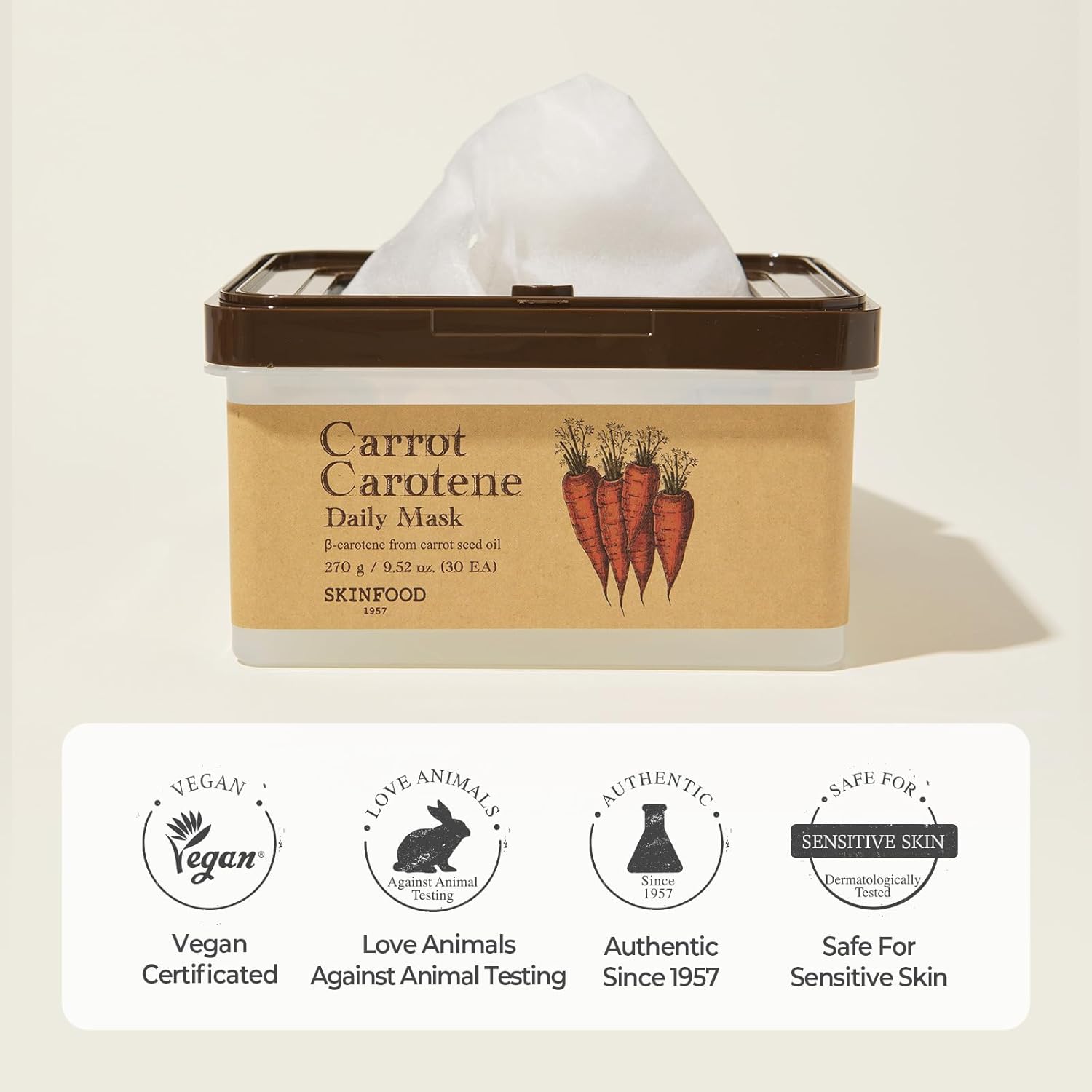 SKINFOOD Carrot Carotene Daily Mask – Soothing & Hydrating Korean Sheet Mask Pack