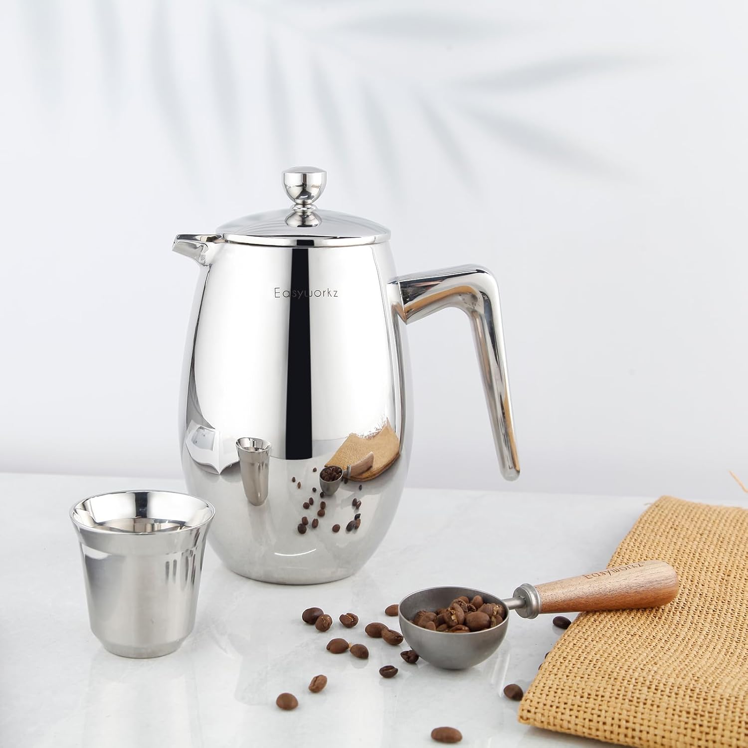 Easyworkz Nand Double Wall Insulated French Press – 304 Stainless Steel Coffee & Tea Maker, 700ml