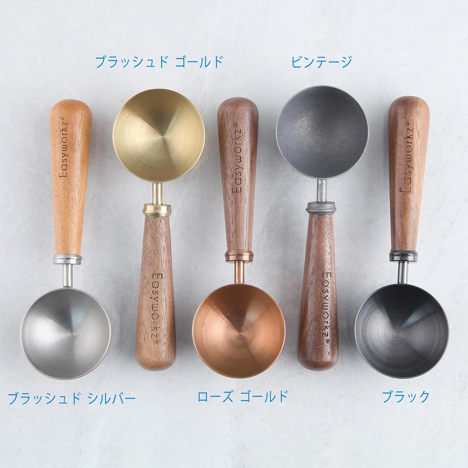 Easyworkz Retro Coffee Measuring Spoon – 10g Stainless Steel Scoop with Black Walnut Handle, Rose Gold