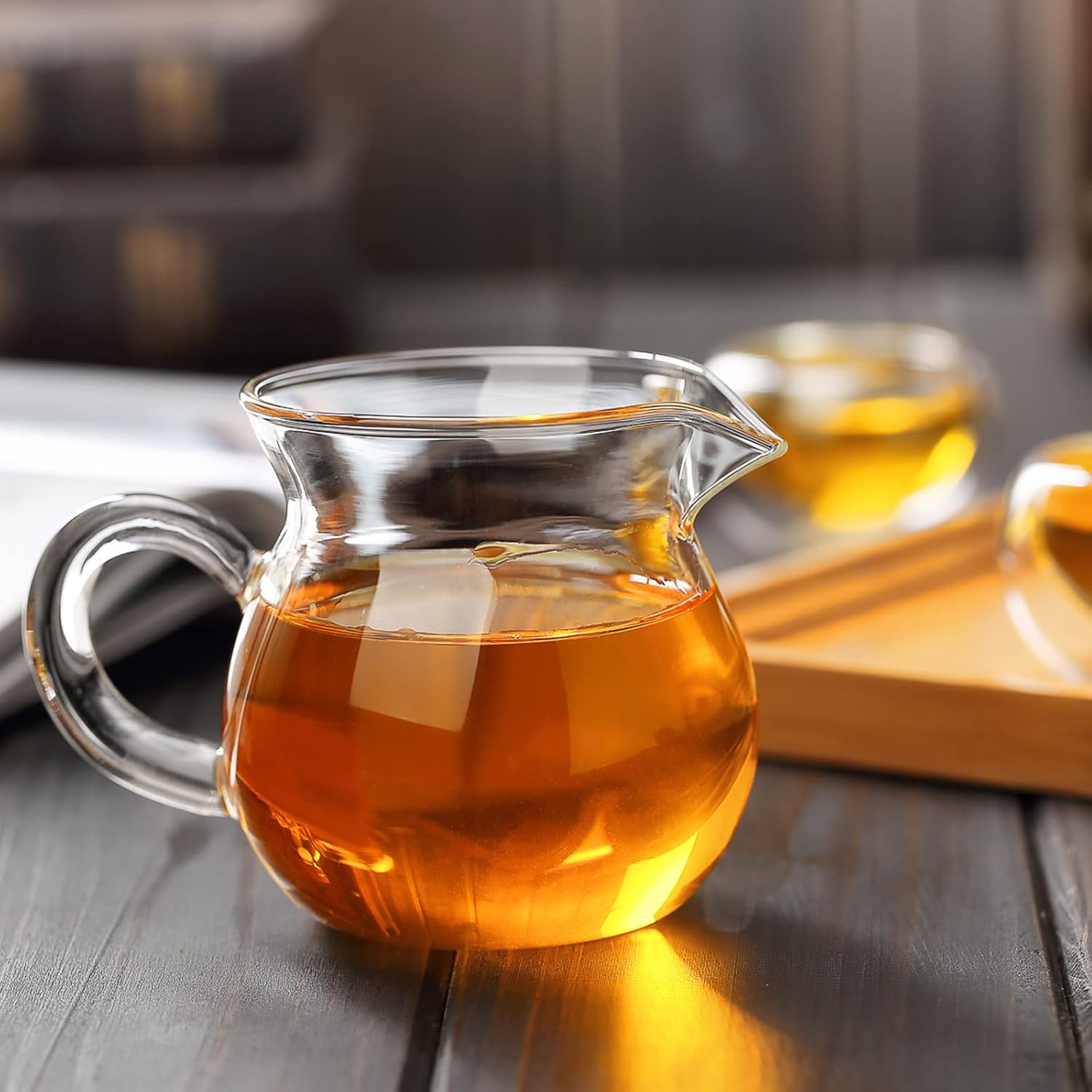 Pokaroty Heat-Resistant Glass Pitcher Cup – Borosilicate Katakuchi Tea Server