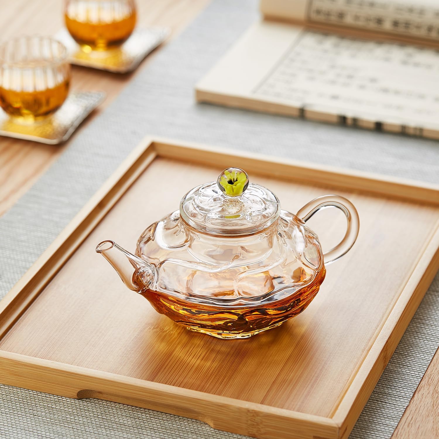 Mini Muscle Heat-Resistant Glass Teapot – 340ml Gourd Design