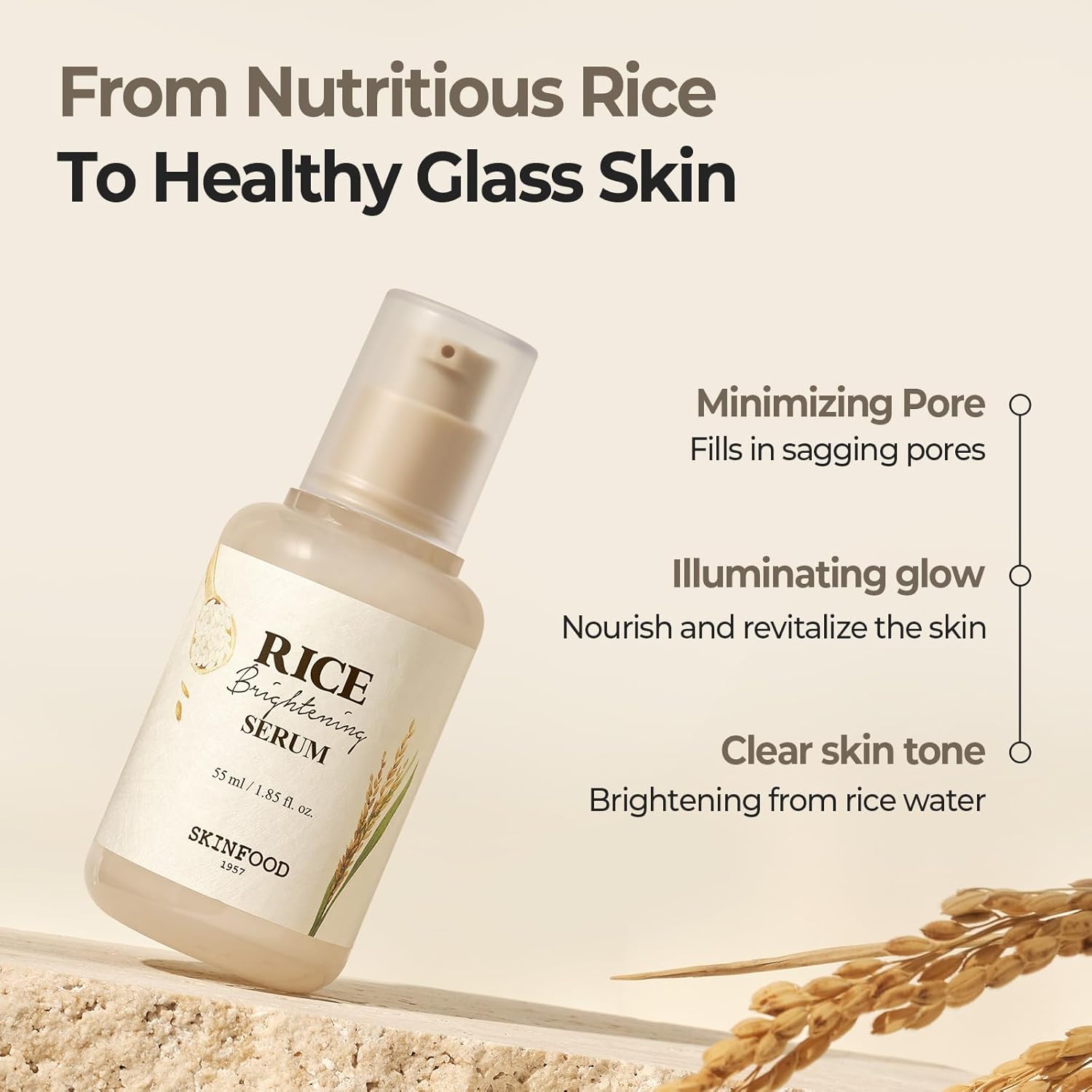 SKINFOOD Rice Brightening Serum – Hydrating & Brightening Korean Skincare Essence