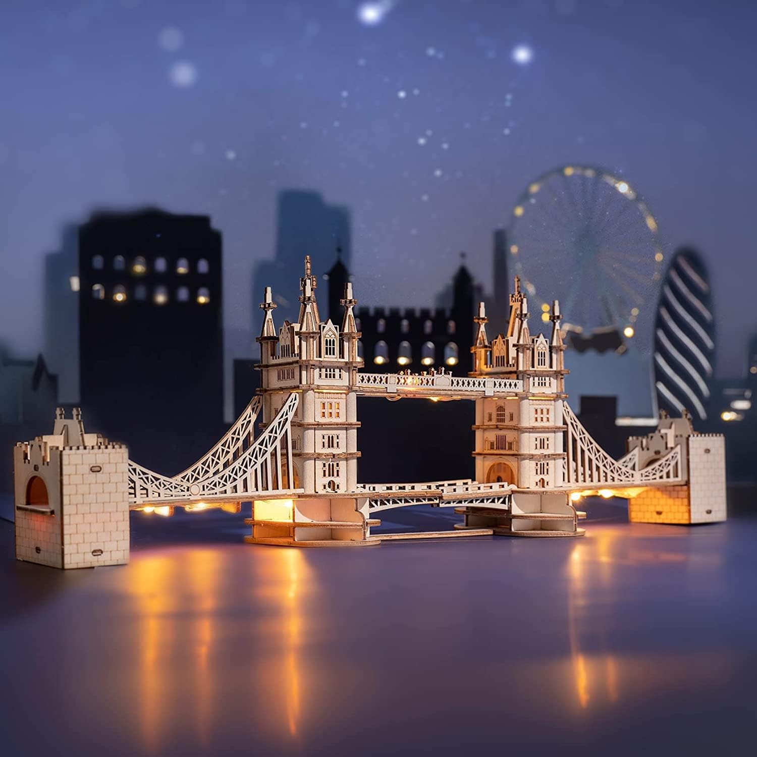 Rolife Tower Bridge 3D Wooden Puzzle | DIY Educational Model Craft Kit for Adults & Kids