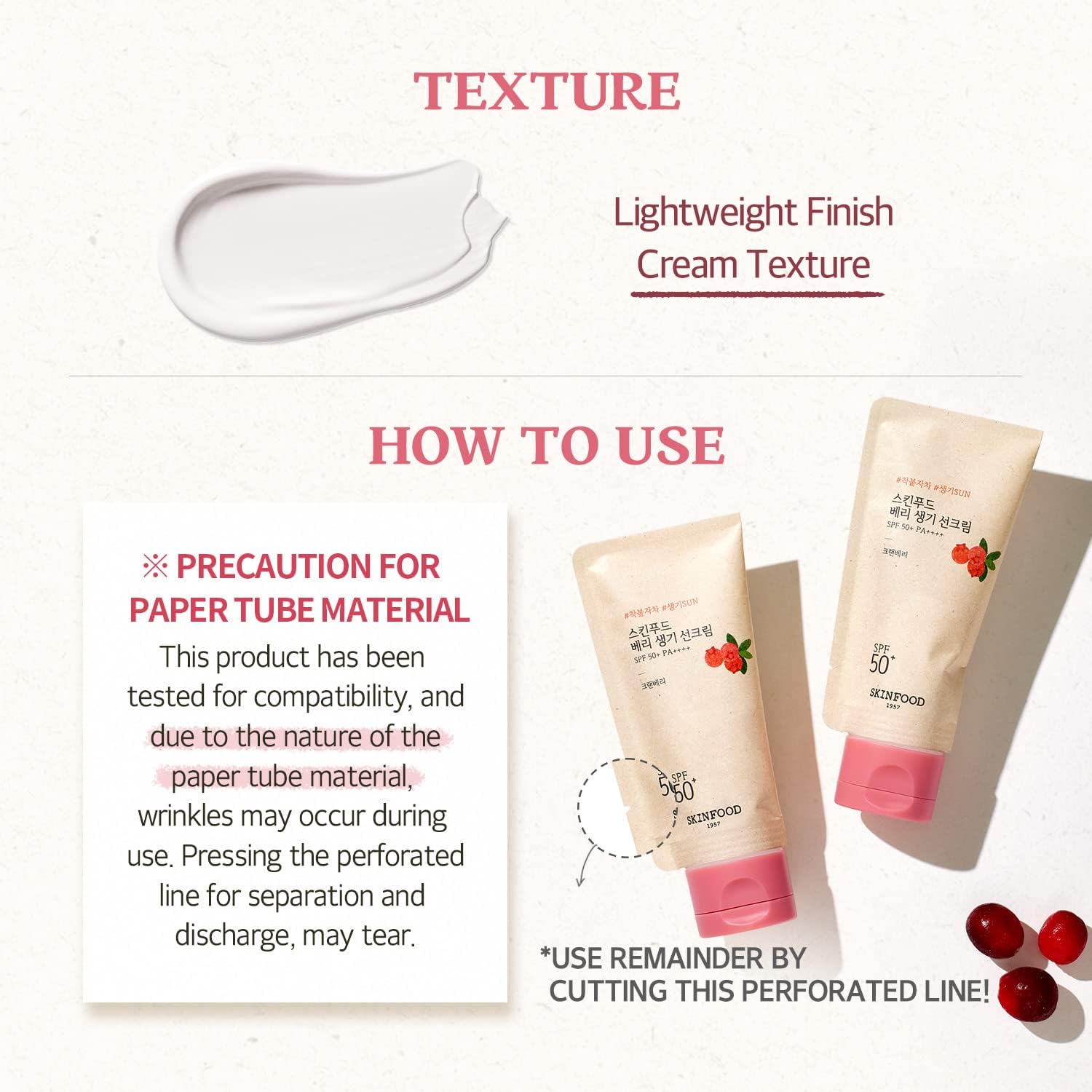 SKINFOOD Berry Glow Sunscreen SPF50+ PA++++ – Tone-Up UV Protection & Hydrating Sunscreen (50ml)