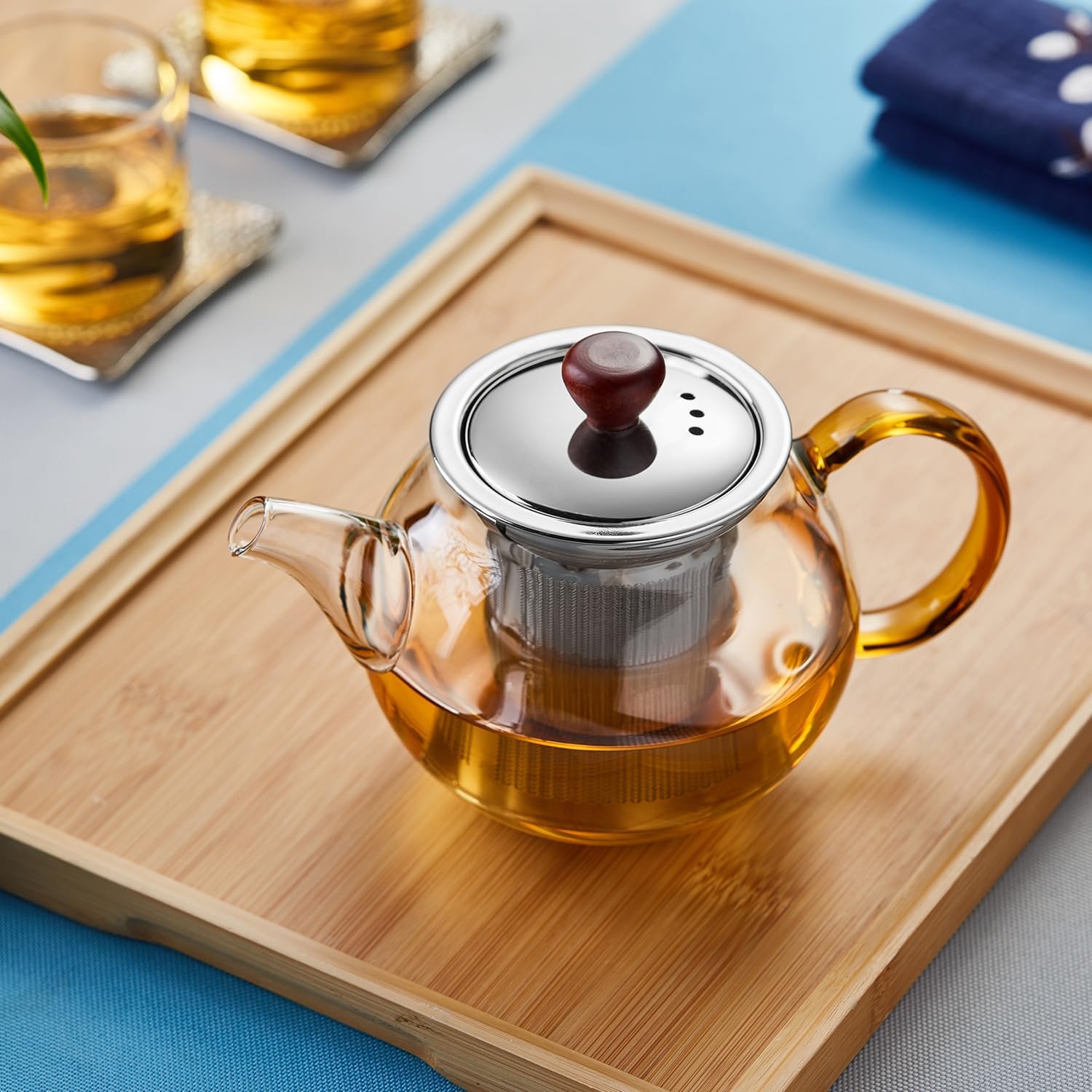 Pokaro Heat-Resistant Glass Teapot 500ml – Direct Fire Safe with Stainless Steel Infuser