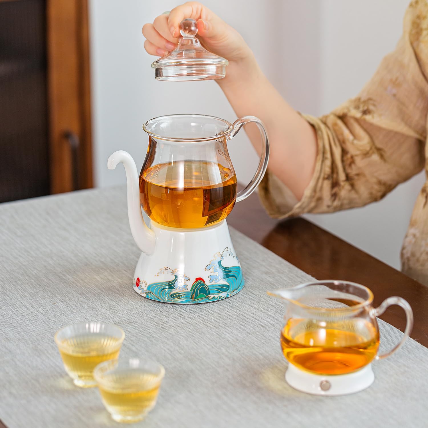 Pocaroty Glass Tea Dripper Teapot – 300ml/500ml Heat-Resistant Tea Maker