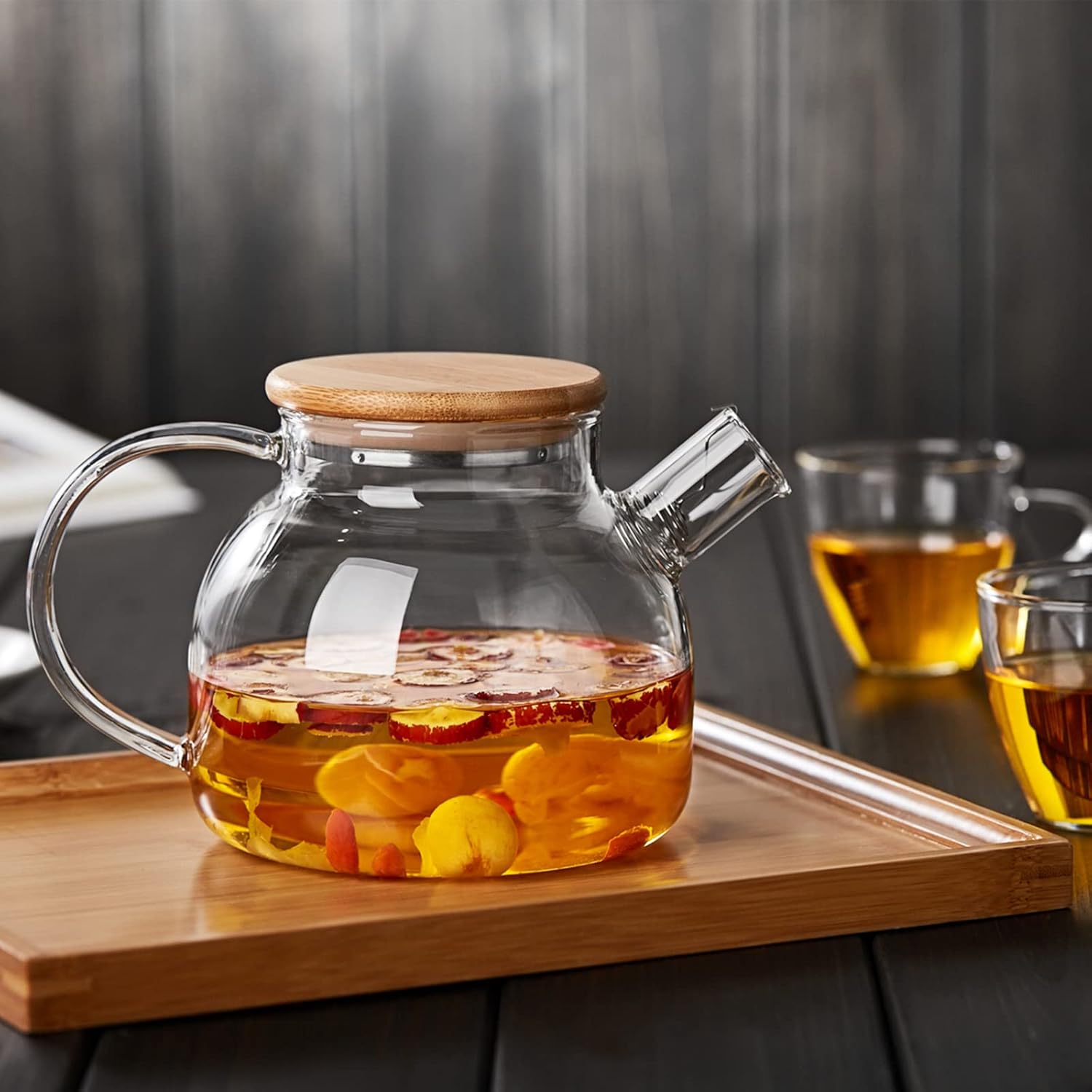 Heat Resistant Glass Teapot 1000ml – Transparent Direct Fire Compatible Tea Kettle for Black, Green, Fruit & Flowering Tea