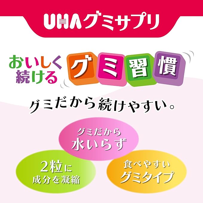 UHA Mikakuto Gummy Supplement, Lutein, Mixed Berry Flavor, 20 Day Supply, 40 Capsules, 2 Tablets Per Day
