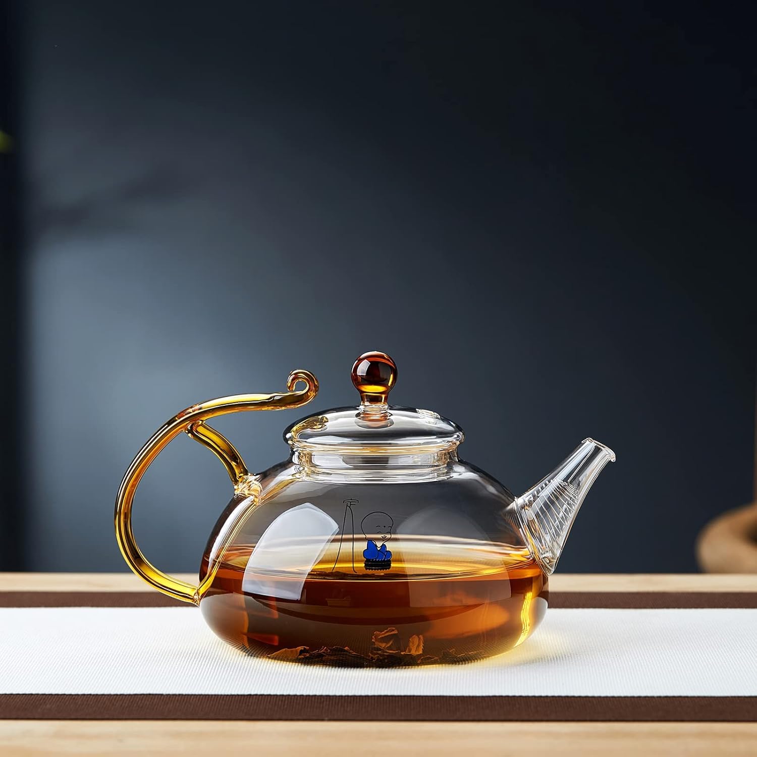 Pocarati Heat-Resistant Glass Teapot 720ml – Direct Flame Safe with Built-In Strainer for Loose Leaf Tea