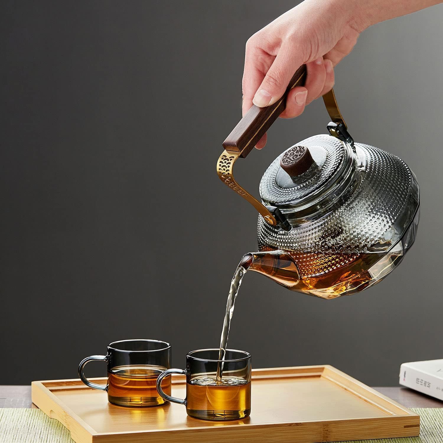 Pocarati Futon-Shaped Glass Teapot 1140ml – Heat-Resistant Direct Flame Safe Tea Pot