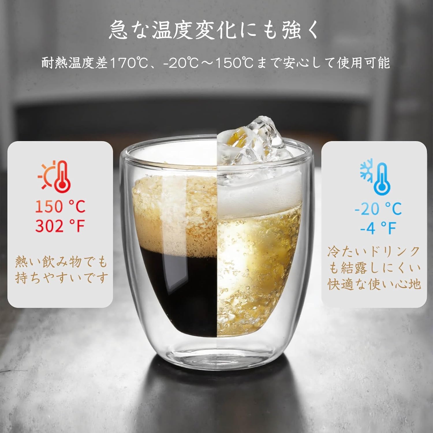 Pocaroty Double Wall Glass Cups – 300ml Set of 4 Heat-Resistant Insulated Tumblers