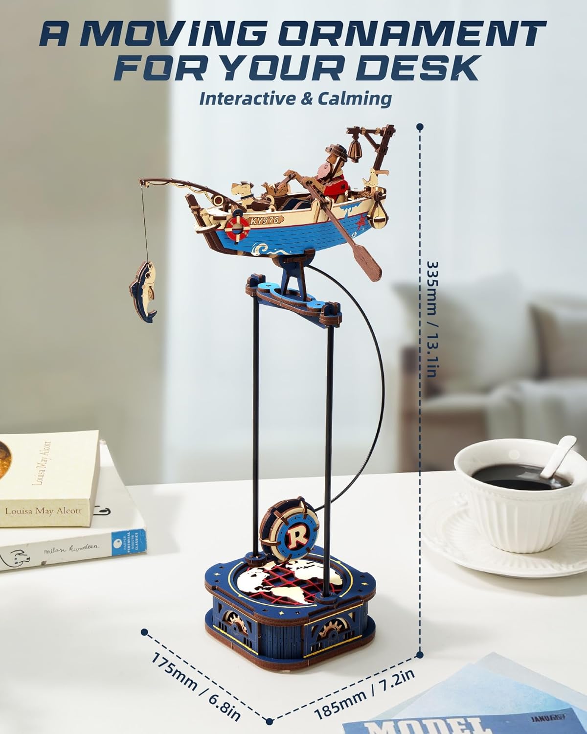 ROBOTIME Marine Gravity Swing Aircraft 3D Wooden Puzzle – DIY Model Building Kit for Adults & Teens Ages 14+