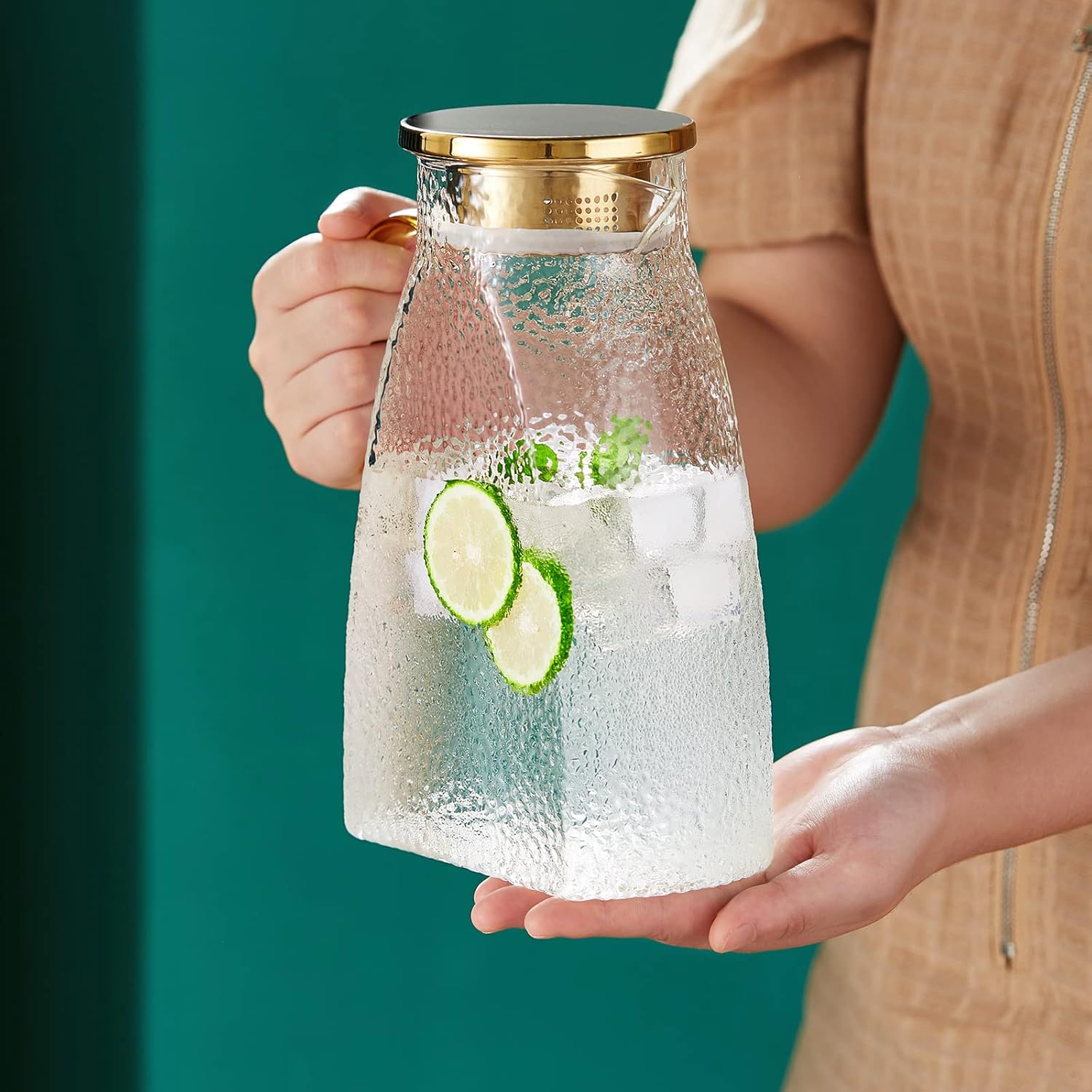 Pokaro Tea Heat-Resistant Glass Refrigerator Pitcher – 1600ml Large Capacity Jug