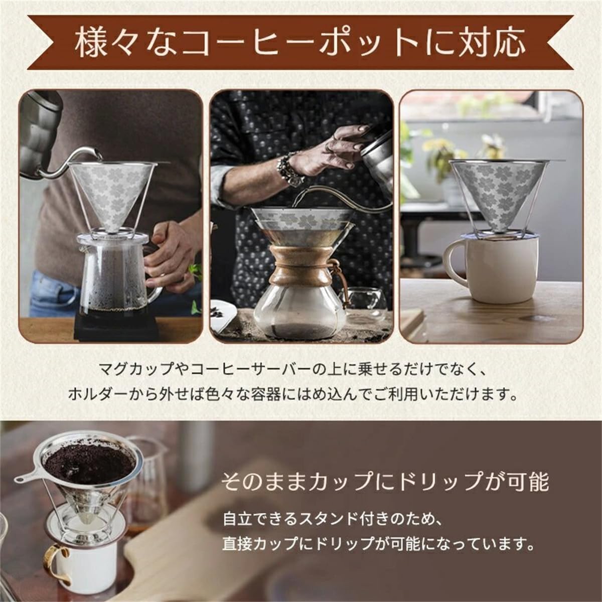 Cherry Blossom Coffee Dripper Paperless Pour Over Filter for 1–4 Cups