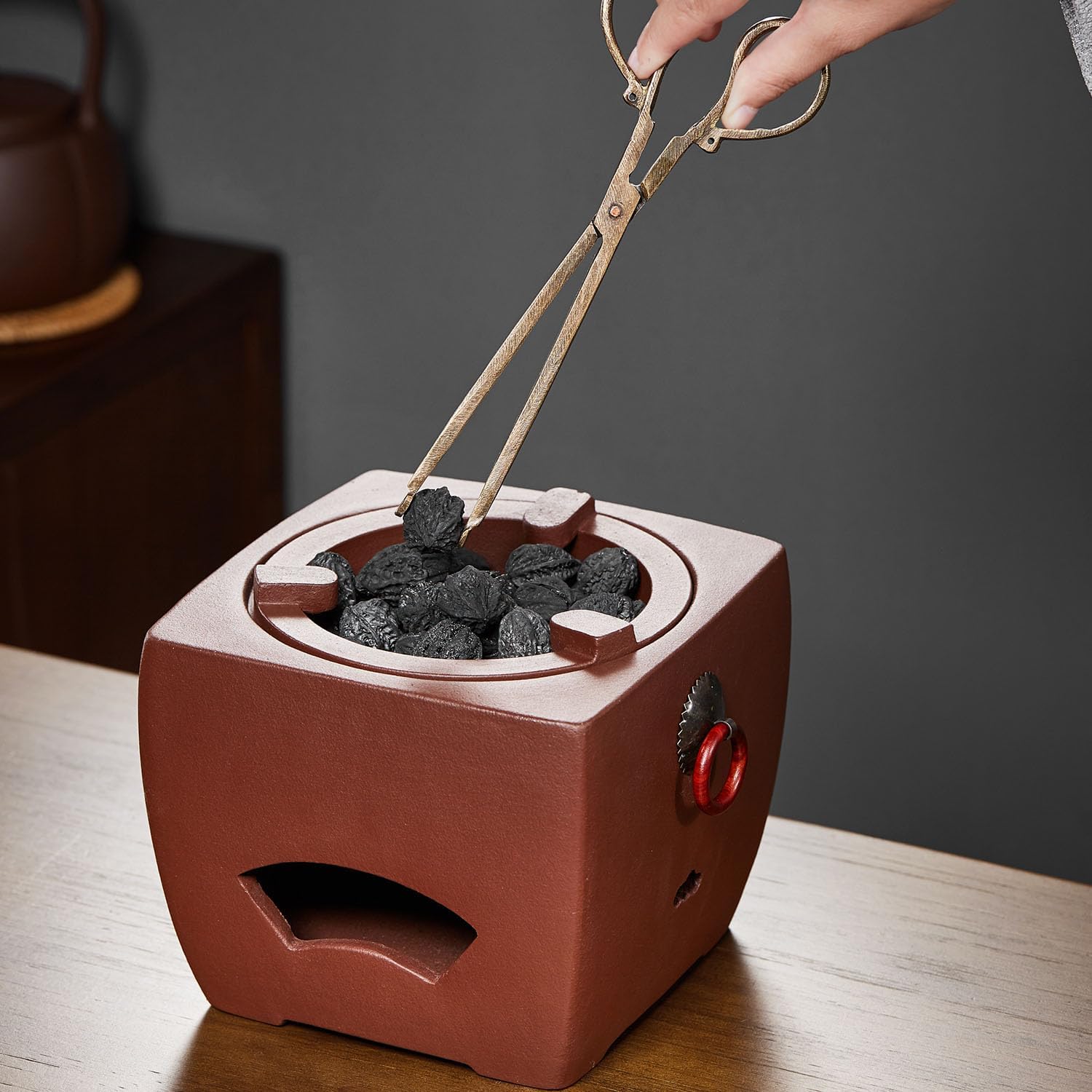 Pocaloti Purple Clay Tea Furnace – Round Mouth Charcoal Tea Stove for Traditional Brewing