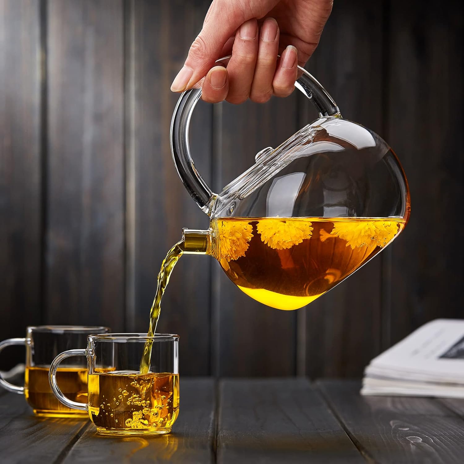 Pokaloti Transparent Glass Teapot 850ml – Heat-Resistant Direct Fire Safe Round Tea Pot