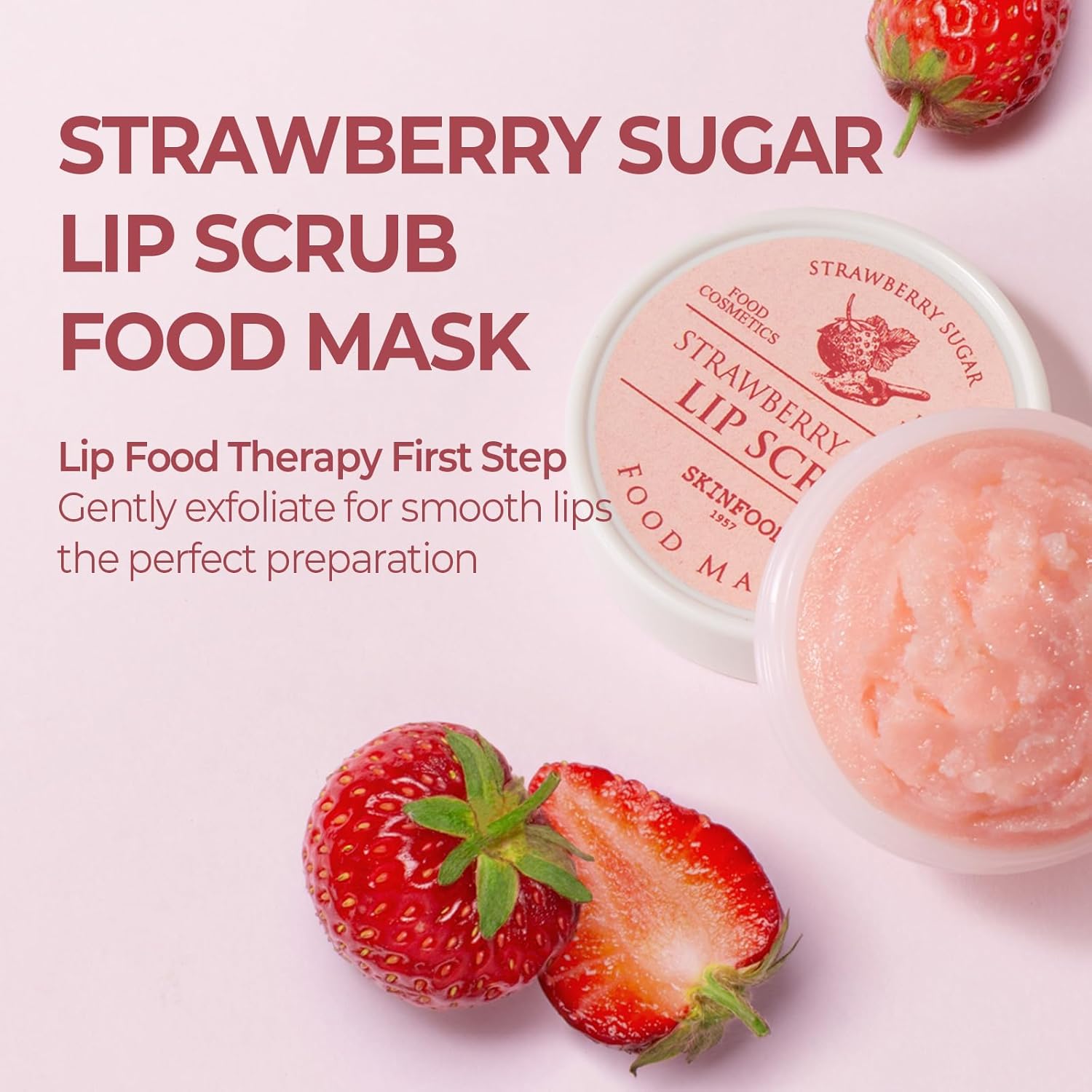 SKINFOOD Strawberry Sugar Food Mask Lip Scrub – Exfoliating & Moisturizing Lip Care (21ml)