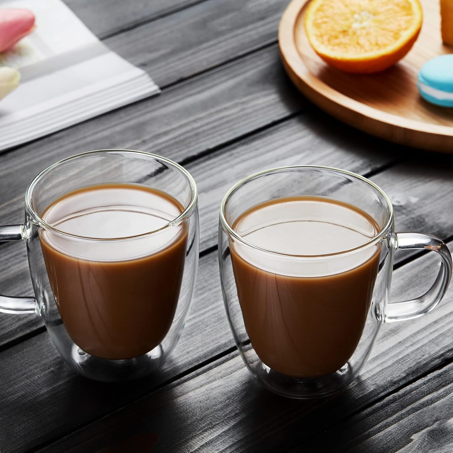 Double-Wall Glass Coffee Cups – 400ml Set of 2 Heat-Resistant Borosilicate Mugs