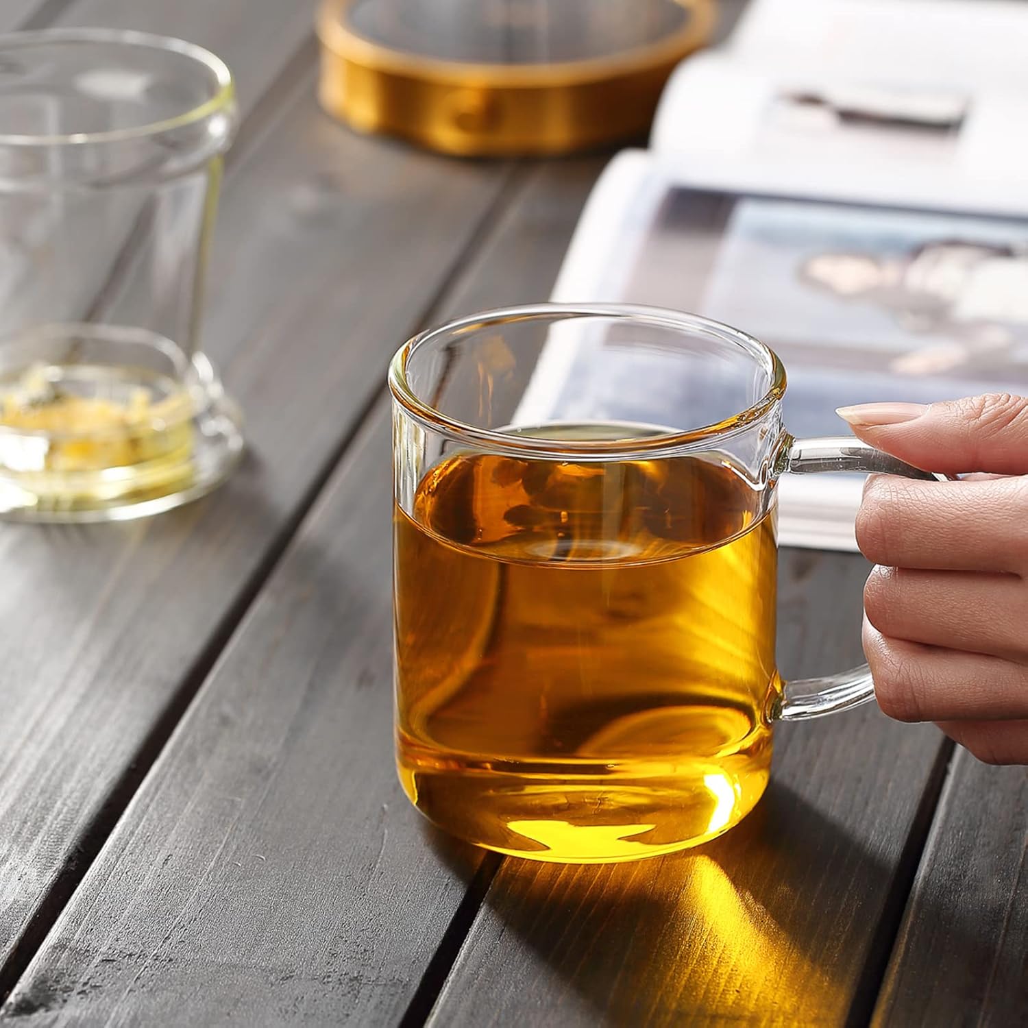 Pocalotea Glass Tea Cup with Infuser – 480ml Heat-Resistant Mug with Lid Strainer