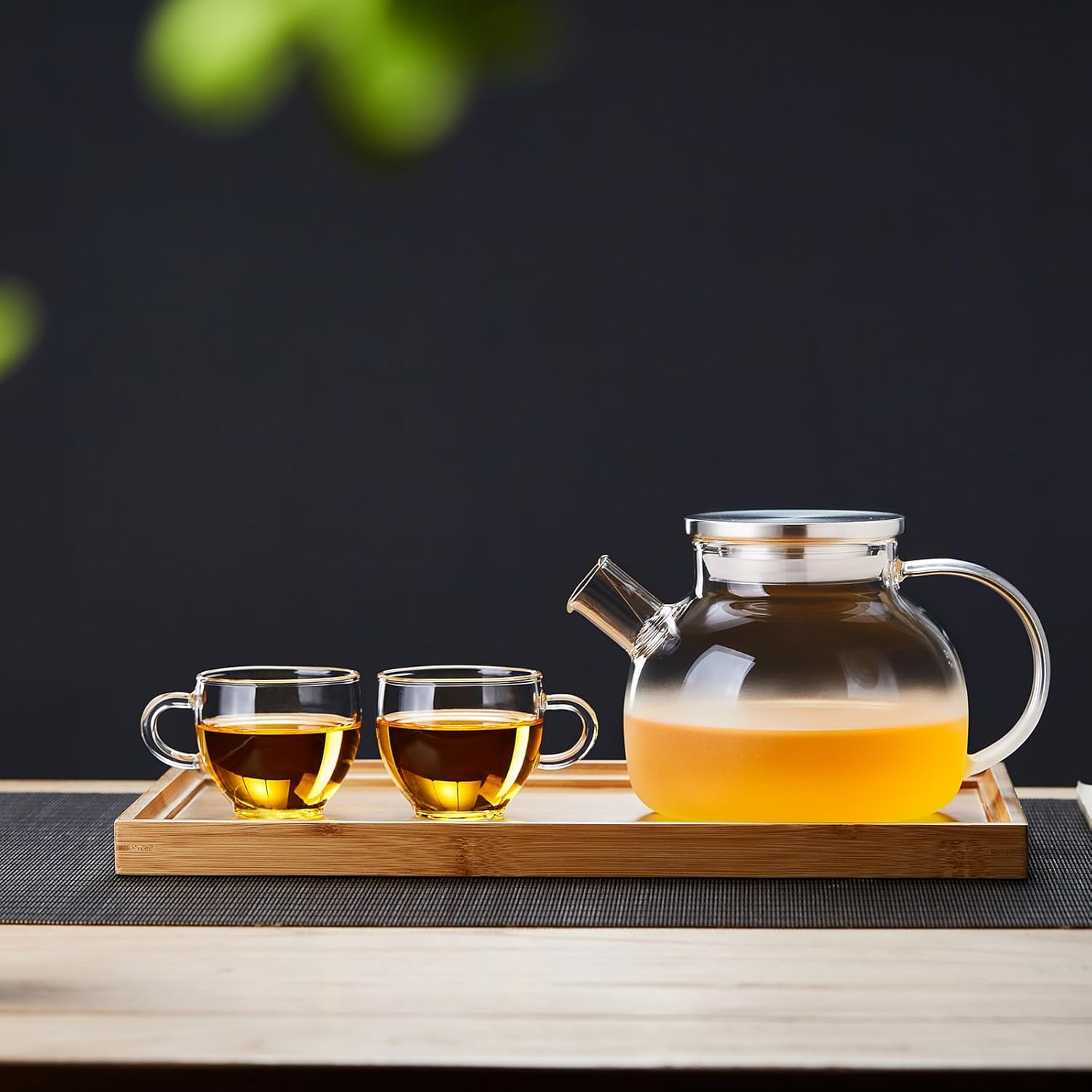 Pocaroti Frosted Glass Teapot 1000ml – Heat-Resistant, Direct Fire Safe with Stainless Steel Lid