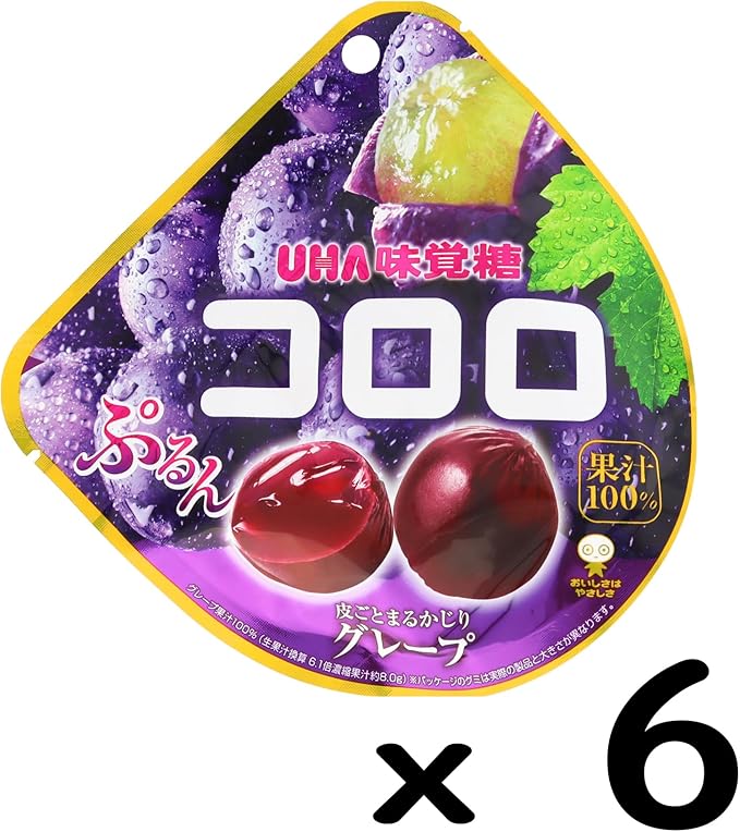 UHA Mikakuto Koro Grape, 1.7 oz (48 g) x 6 Packs