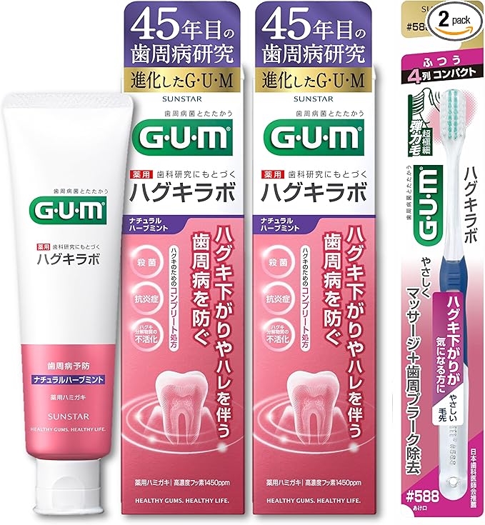 GUM (Quasi-drug) Hug Lab, Periodontal Disease Prevention, Medicated Toothpaste, Natural Herb Mint,