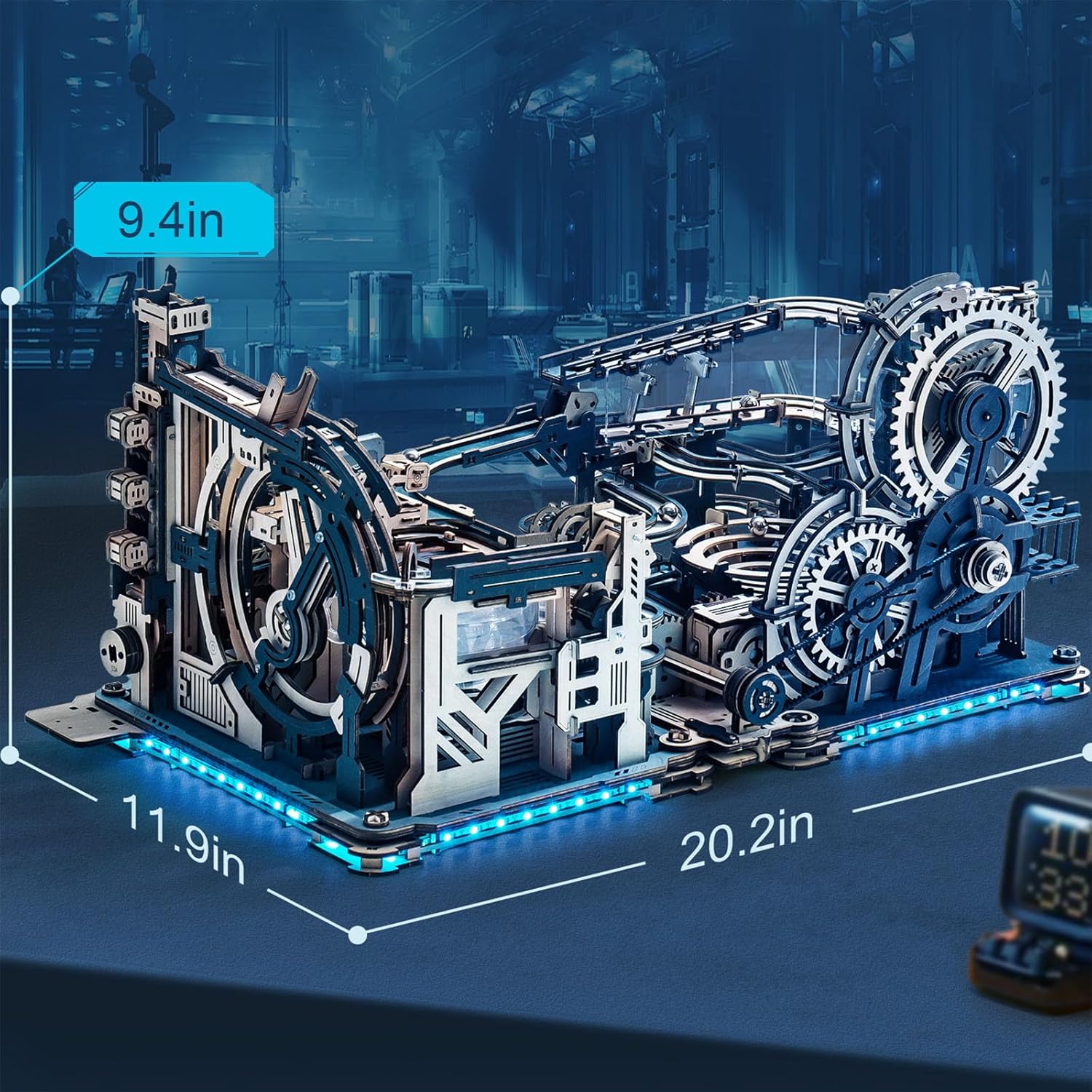 ROKR Electric Marble Run 3D Wooden Puzzle Set | DIY Mechanical Model Kit with Connectors