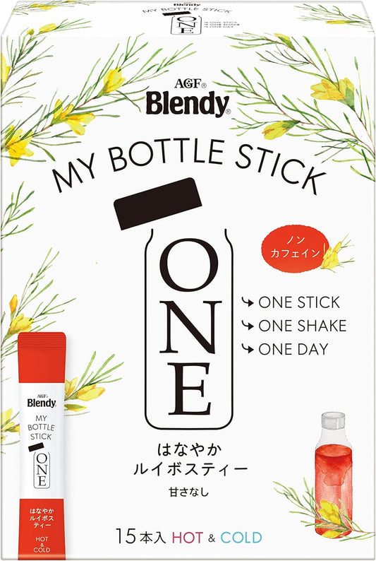 AGF Blendy My Bottle Stick One Hanayaka Rooibos Tea 15 Sticks [No tea bags required] [For water bottles] [Decaf/Non-caffeine] | Made in Japan
