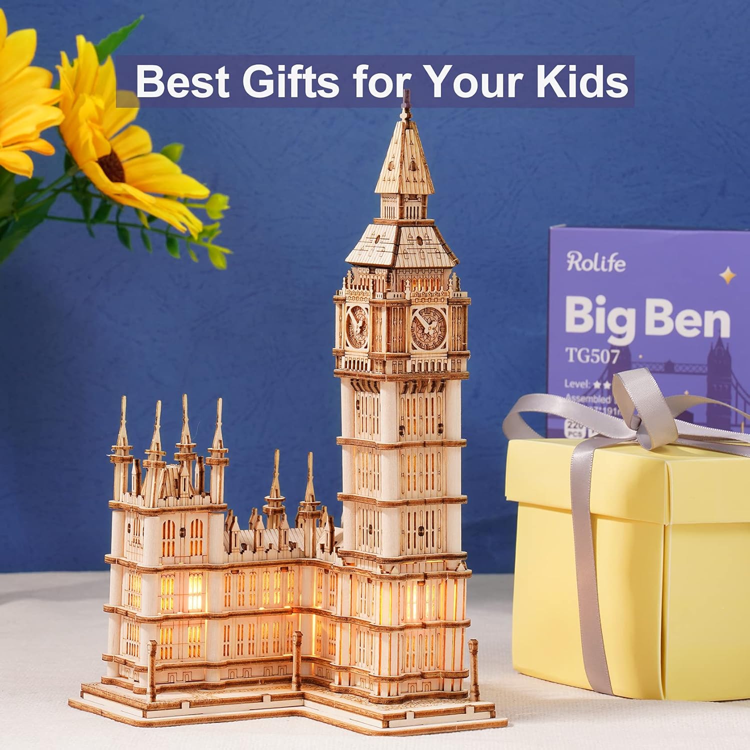 ROBOTIME Big Ben TG507 3D Wooden Puzzle – DIY Craft Model Kit, Educational Toy & Gift for Kids and Adults