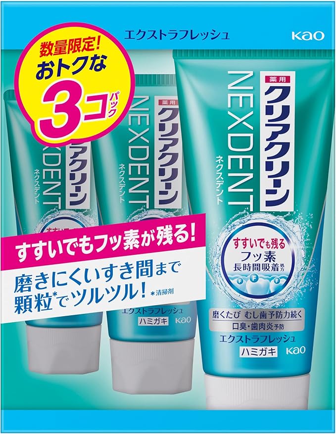 Clear Clean Next Dent Extra Fresh Set of 3 (120 g x 3 Bottles)